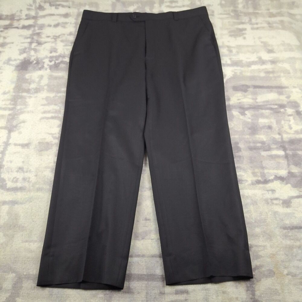 Jhane Barnes Dress Pants Mens 38W Black Wool Silk Blend Luxury Trousers Slacks